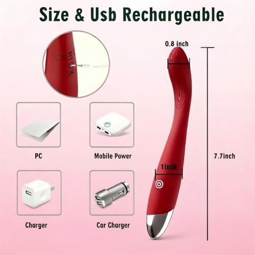 AEVEONE Mini Cordless Handheld Massager with 10 Vibration Modes, Waterproof Personal Body Massager for Face & Full Body Muscle Relaxation, Portable Massage Tool (Red) - Image 2
