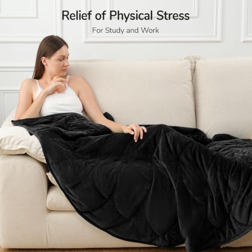 Weighted Blanket for Adults, 15 lbs, 60" x 78", washable Blankets, Black - Image 5