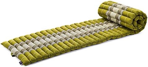 Leewadee - Foldable Floor Mattress - Japanese Roll Up Futon -Trifold Tatami Mat- Guest Floor Bed - Camping Mattress - Thai Massage Mat, Kapok Filled, 75 x 20 inches, Green by Leewadee