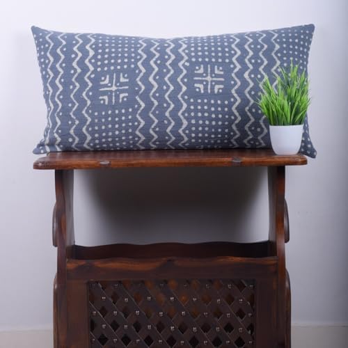 Trade Star 24 x 12 Bohemian Lumbar Soft Pillow Cover Handloomed Farmhouse Pillow Case 100% Cotton Lumbar Pillow Cover Indian Modern Summer Cooling (Dark Grey ALMA) - Image 4
