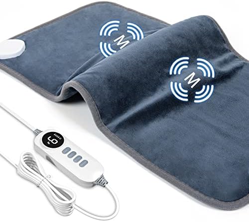 DAILYLIFF Massage Heating Pad, 12"x 24" Electric Heated Pads with Massager, 4 Massage Modes, 6 Heat Settings, 24 Relaxing Combinations, Auto-Shut Off, Dark Blue by DAILYLIFE
