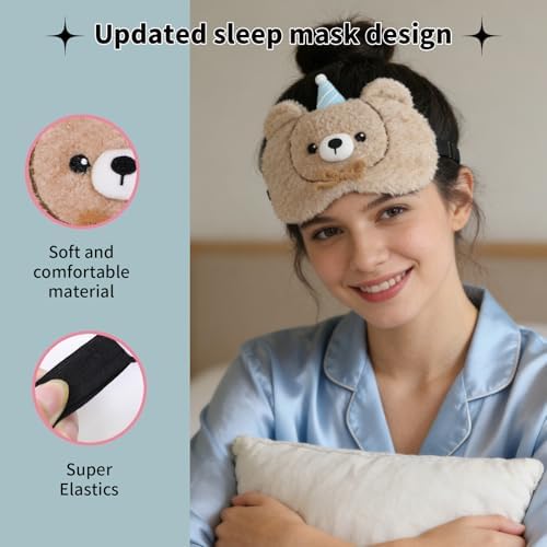 PERFECTSIGHT Sleep Eye Masks, Cute Sleep Eye Cover Lightweight Adjustable Eyeshade Mask Cover for Women Men Sleep Travel Nap, Cake Bear - Image 5
