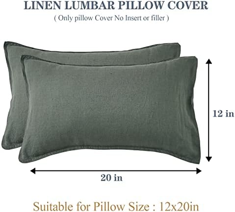 Simple&Opulence 100% Linen Lumbar Pillow Cover 12 x 20 Inches Set of 2 Rectangular Decorative Throw Cushion Cover for Couch Sofa Bed Living Room Office Soft Breathable Farmhouse - Cushing Green - Image 4