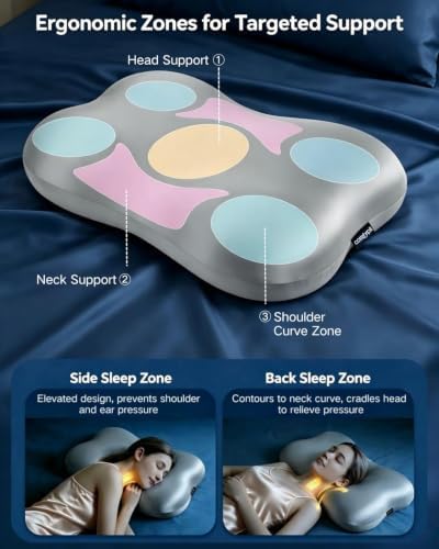 Cervical Neck Pillow for Sleeping, Memory Foam Pillows, Space Grey - Image 3