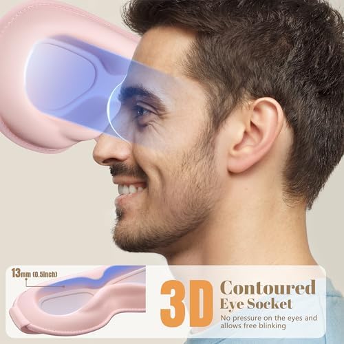 Sleep Mask for Women Men - 100% Blackout Eye Masks for Sleep, Lash Extensions 3D Contoured Sleeping Mask, Soft Adjustable Light Blocking Eye Cover Blindfold for Travel, Pink - Image 3