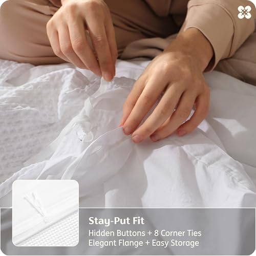 Bedsure PureWoven Cotton Waffle Weave Duvet Cover, Queen, Duvet Cover Only - Image 5