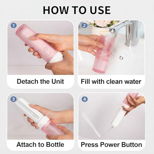 Portable Bidet for Travel,Rechargeable Electric Handheld Travel Bidet Sprayer for Women,Collapsible,Portatil Peri Water Bottle Bidets for Hygiene,Camping, Backpacking,Backcountry,Hiking（Pink） - Image 5