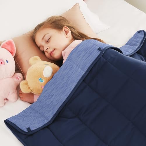 CuteKing Ultra-Cooling Weighted Blanket (10lbs, 40"x 60", Blue + Navy Blue) Absorbs Heat to Keep Adults Cool on Warm Nights, Ultra-Cool Weighted Blanket for Cooling with Premium Glass Beads by CuteKing