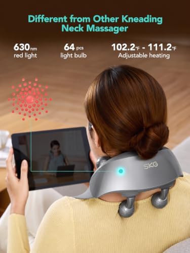 SKG H7 Ultra Neck Massager for Pain Relief Deep Tissue Cordless, Grey - Image 2