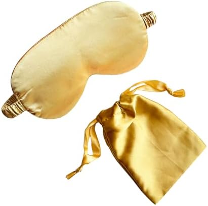 [1 Pack] QSYW Sleep Masks, Satin Eye Mask for Sleeping - Silky Eye Masks Bulk with Storage Bag & Elastic Strap,Golden by QSYW