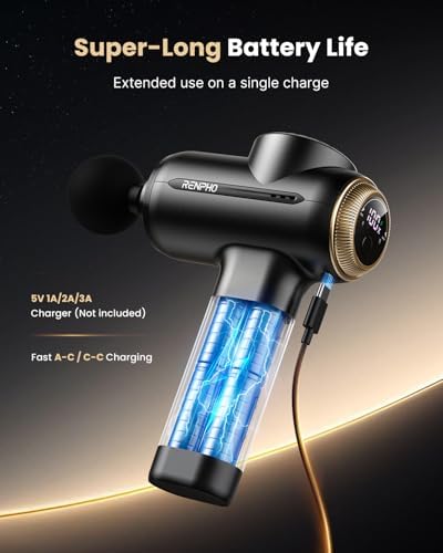 RENPHO Active Evo Massage Gun, Gifts for Men Women Deep Tissue Back Handheld Massage with 8-12mm Amplitude Heavy-Duty, FSA Approved Percussion Professional Muscle Massager Gun for Athtetes HSA - Image 5