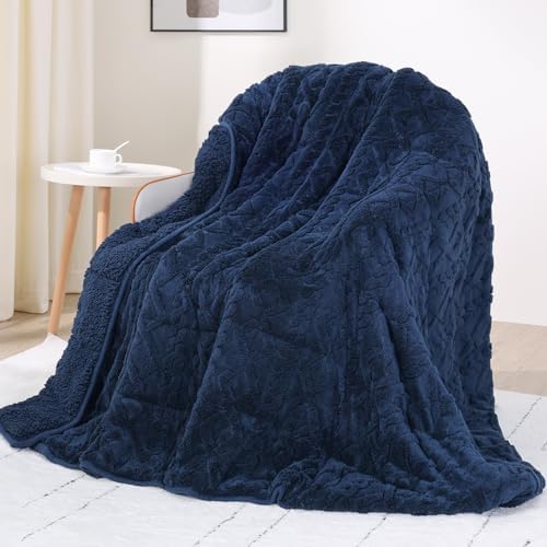 Drewin 20lbs Weighted Blanket Queen Size for Adults,Navy Blue,60" x 80" by Home