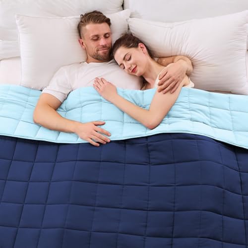 yescool Weighted Blanket for Adults (30 lbs, 88” x 104”, Navy & Blue) Cooling Heavy Blanket for Sleeping Perfect for 290-310 lbs, King Size Breathable Blanket with Premium Glass Bead - Image 2