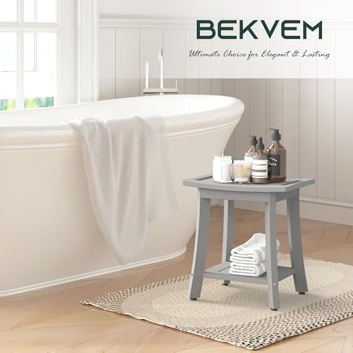 Waterproof HIPS Shower Bench for Inside Shower, Shower Stool, Grey - Image 2
