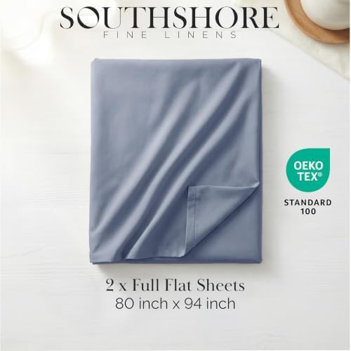 Oversized Full Size Flat Sheets Only 2 Pack Wrinkle Free 80x94 Slate Blue - Image 2