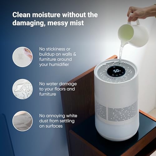 BLUEAIR Premium Smart Humidifier for Large Rooms, Bedrooms, Better Sleep with Evaporative Invisible Mist Tech, Auto Humidify, Easy Top Fill, Smart Control with App, Touchscreen, 3.5L Tank for 48 hours - Image 4