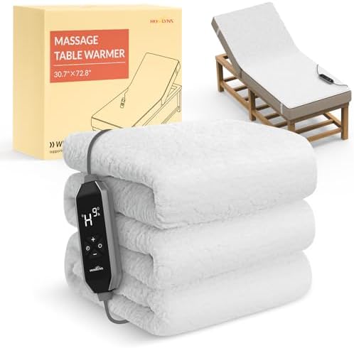 HOMLYNS LuxeHeat Massage Table Warmer Heating Pad, 30" x 72" Soft Fleece Professional Massage Therapy Bed Warmer with 10 Heat Settings, 1-9 Hours Auto Off, Rapid Heating by HOMLYNS