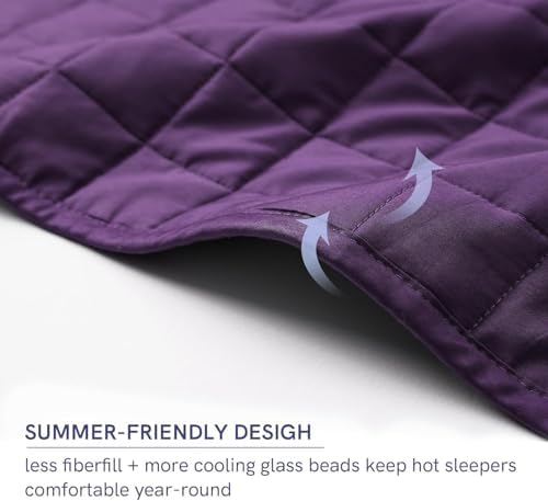 YnM 10lbs Weighted Blanket for Adults, Cotton Heavy Bed Throw Blanket with Cooling Glass Beads for All Season Use, Ideal for ~90lbs (48x72 Inches, Twin/Full, Fuchsia Purple) - Image 4