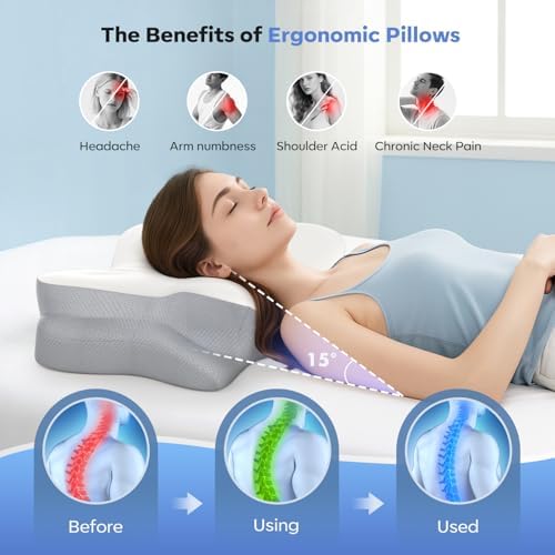 Ultra Comfort Ergonomic Cervical Pillow, Supportive Memory Foam Neck Pillow, Adjustable Height, Breathable Cover, for All Sleepers, No Odor - Image 7