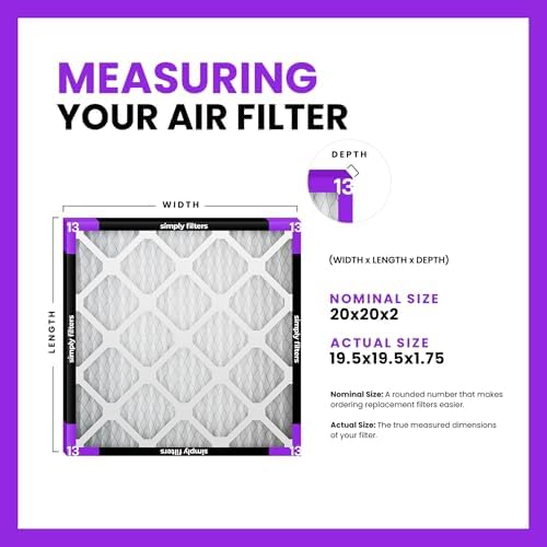 Simply 20x20x2 Air Filter, MERV 13, 6 Pack, Furnace Air Filter for HVAC (Actual Size: 19.5"x19.5"x1.75") DUST, Pet & Allergy Control - Image 2