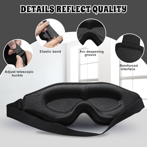 3D Advanced Eye Mask for Sleeping，Ultra Delicate Soft Skin Friendly Eye mask，100% Blackout Sleep Eye Mask for Sleep, Eyelash Extension Sleep mask - Image 6