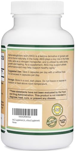 AKG Alpha-Ketoglutaric Acid 1,000mg, Healthy Aging Support, 180 Capsules - Image 3