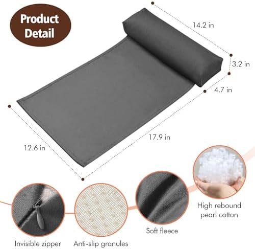 WdFour Velvet Neck & Head Pillow for Recliner Chair, Small Ergonomic Cervical Support Pillow for Home, Office and Travel, Non-Slip Cushion for Tension Relief & Shoulder Comfort (Dark Gray) - Image 3