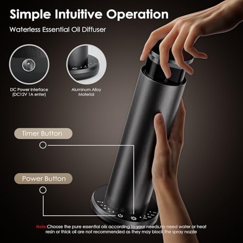 Waterless Essential Oil Diffuser,Aromatherapy Diffusers,Scent Diffusers for Home,Large Room, Hotel Scent Diffuser, 1000sq.ft, Aroma Diffusers (Black) - Image 6