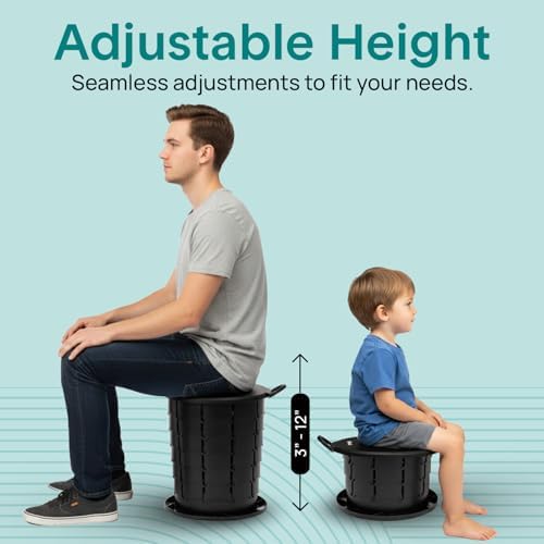 SereneLife Foldable Toilet Seat for Camping, Adjustable Height Portable Travel Potty with Lid, Carry Bag, Non-Slip Base, 331 lbs Capacity + 3-Pack Flushable Wipes, for Car, Hiking, Outdoor Use, Black - Image 5