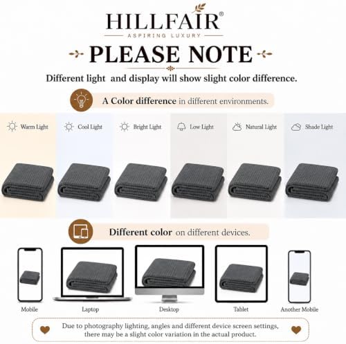 HILLFAIR 100% Combed Cotton Blanket– King Bed Blanket– Soft Cozy Warm Multipurpose Throws for Luxury Home Decor– 90 x 108 inch King Size Cotton Blankets for Beds- Bed Blankets for All Season- Grey - Image 7