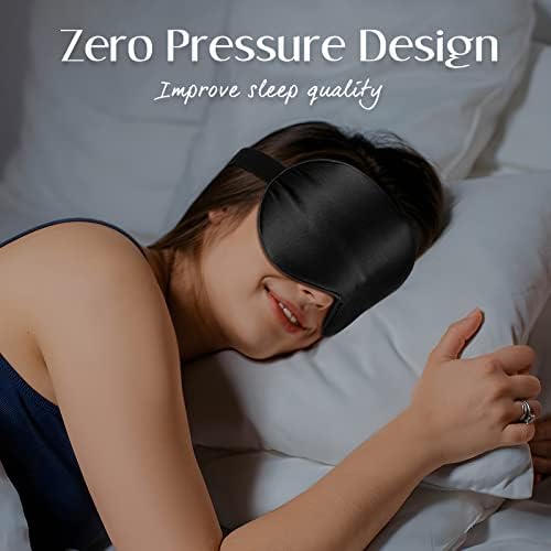 LULUSILK Mulberry Silk Sleep Eye Mask, Blindfold for Women and Men, Black - Image 5