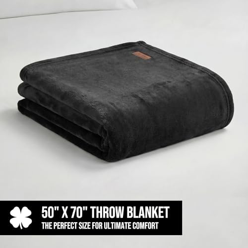 Lucky Brand Solid Plush 50"X70" Throw Blanket, Black - Soft, Cozy, and Timeless Comfort - Image 2