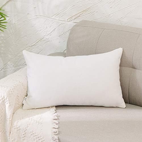 White Pillow Case Faux Linen Square Lumbar Decorative Throw Cushion Cover Pillowcase with Smooth Hidden Zipper for Sofa 12"x 18" only Pillow Cover - Image 6