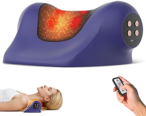 Neck Massager with Heat, Red Light & Vibration Adjustable, Heated Neck Stretcher with 3 Modes, Rechargeable Cervical Traction Device for Pain Relief & Muscle Relaxation, Gift for Women Men by Ringco
