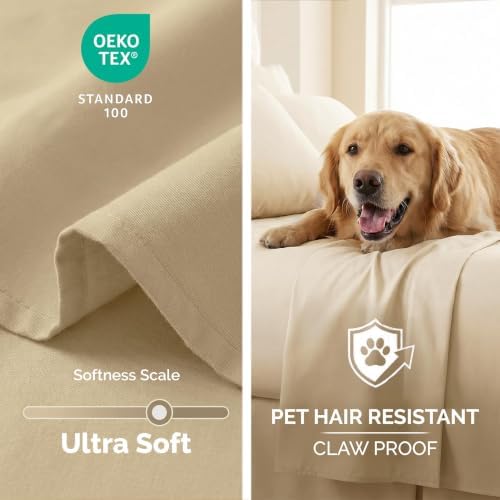 Twin Flat Sheets Only 66x96 Extra Wide Twin Size Top Sheet 2 Pack Soft Sand - Image 4