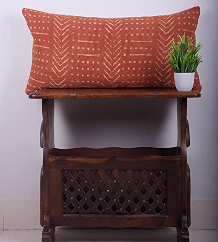 Trade Star Decorative Lumbar Mudcloth Pillow Cover Handmade Throw Pillow Cover Pillow Shams Handwoven Pillow Case 100% Cotton Pillow Cover for Bed Decor Living Room (Rust Snow 12X24 INCHES) - Image 2