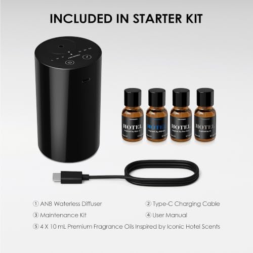 Airversa AN8 Waterless Essential Oil Diffuser Starter Kit, Black - Image 4