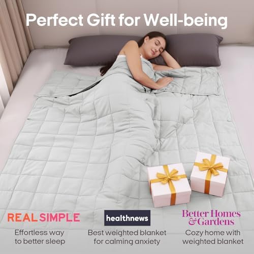 ZonLi Weighted Blanket for Adults (100% Cotton, 60"x80", 20lbs, Light Grey) - Image 4