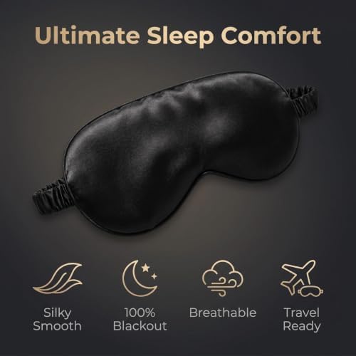 [3 Pack] QSYW Sleep Masks, Satin Eye Mask for Sleeping - Silky Eye Masks Bulk with Storage Bag & Elastic Strap,Black - Image 3