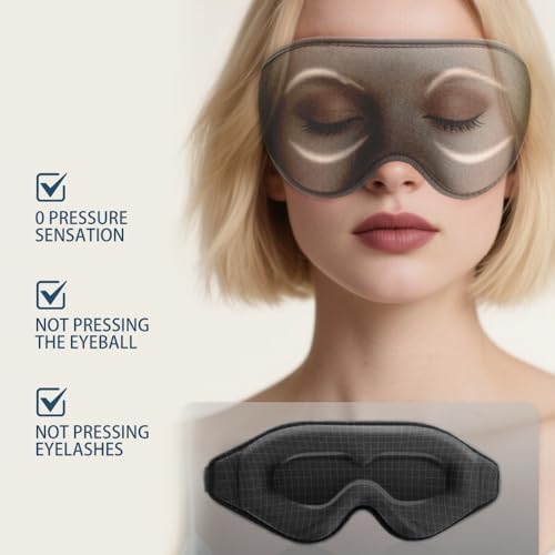 Sleep Mask for Side Sleeper Women Men, 100% Light-Blocking Eye Mask for Deeper Sleep, Zero Eye Pressure, Soft Breathable Adjustable Elastic Strap Perfect for Travel and Insomnia - Image 5