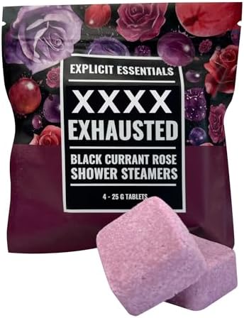 Explicit Essentials F Exhausted Shower Steamers | Black Currant Rose Aromatherapy Shower Steamer Tablets for Relaxation & Stress Relief | Spa Shower Gift for Self-Care, Birthdays & Holidays by ExplicitEssentials