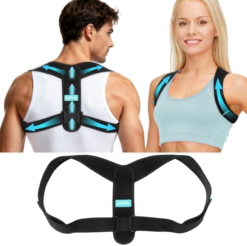 Adjustable Posture Corrector for Men & Women – Upper & Mid Back Brace for Posture Alignment – Relieves Neck, Shoulder & Clavicle Pain – Lightweight, Breathable & Invisible Under Clothing（Chest Size 30”-43”） by Unknown