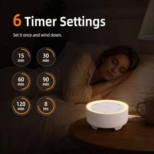Kipcush White Noise Machine for Sleeping, Baby & Adults, High-Fidelity Non-Looping Sounds, Sleep Sound Machine with Dimmable Night Light, USB Powered, Memory Function, Home, Nursery & Travel - Image 5