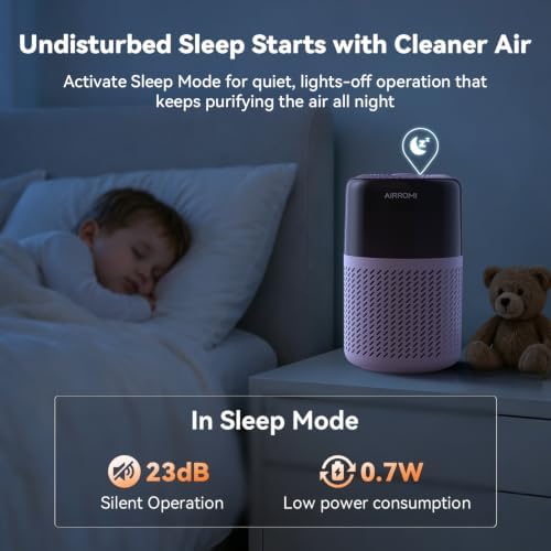 AIRROMI HEPA Air Purifier for Bedroom&Home,Pet Air Purifier for Home Pets,Removes Pet Odor,Cat Litter Smell,Dust,Smoke&Allergies,Quiet Room Air Purifier with Scents,360°Air Cleaner,A2005 Purple - Image 7