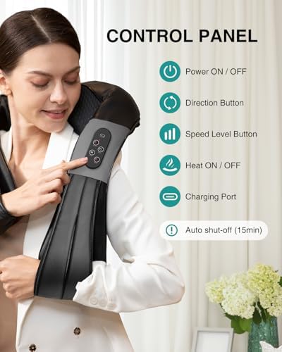 Nekteck Shiatsu Neck Massager with Heat, 2026 Upgraded Cordless Massage - Image 6