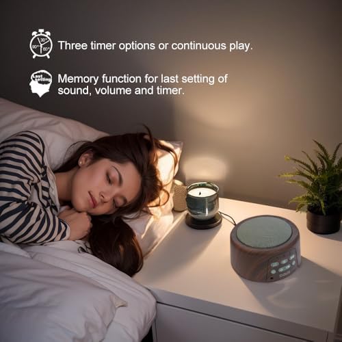 White Noise Machine - Sleep Sound Machine with Soothing Sounds Timer & Memory Function for Sleeping & Relaxation, Sleep Therapy for Kid, Adult, Nursery, Home, Office, Travel. Brown Wood Grain - Image 4