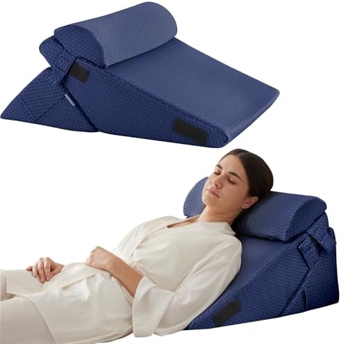 Bedluxe Wedge Pillow Set for After Surgery, Orthopedic Bed Wedge, Navy by Bedluxe