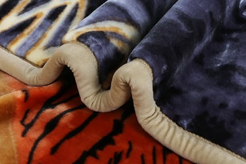 Nestl 12 Lbs Velvet Fleece Blanket for Winter - 2 Ply Heavy & Warm Korean Style Bed Blanket - Reversible Printed Raschel King Size Blanket - Wrinkle & Fade Resistant - 87 x 94 Inches - Tiger - Image 3