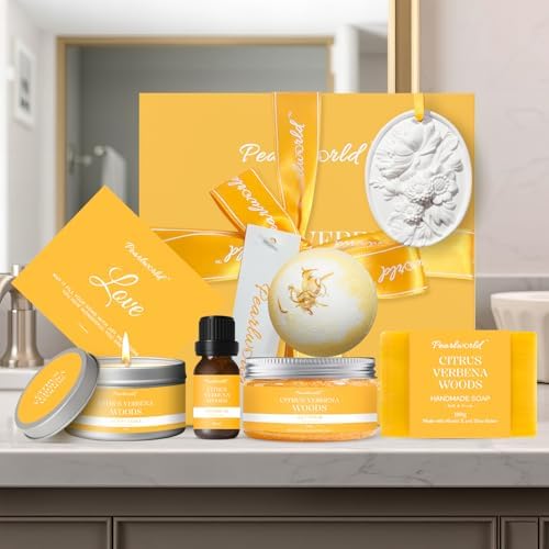 Birthday Gifts for Women, 7pcs Bubble Bath Gift Box with Beautiful Aroma Diffusing Stone & Diffuser Oil, Citrus Verbena Scented - Image 4