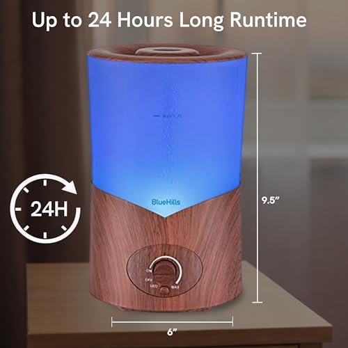 BlueHills 1000 ML Essential Oil Diffuser Premium Humidifier Large Dark Wood - Image 4